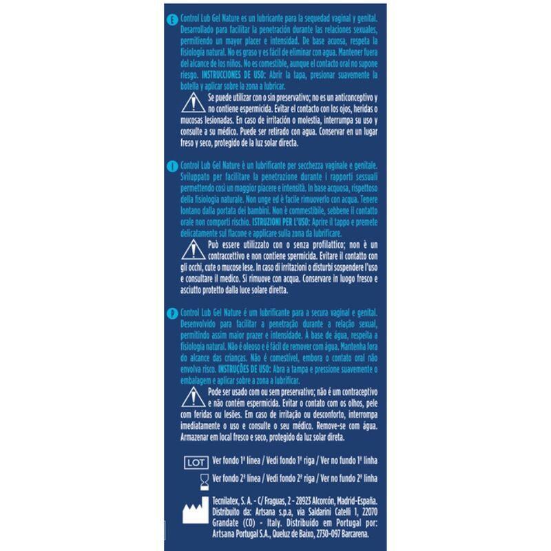 Gel lubrifiant naturel à base d'eau — CONTROL LUBES