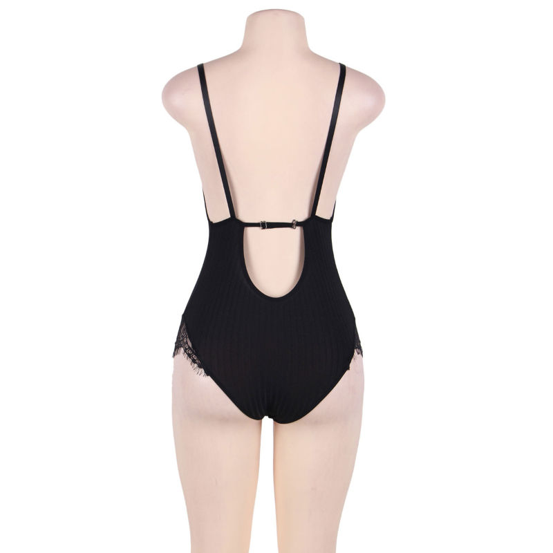 Teddy transparent à franges noires — SUBBLIME QUEEN PLUS SIZE