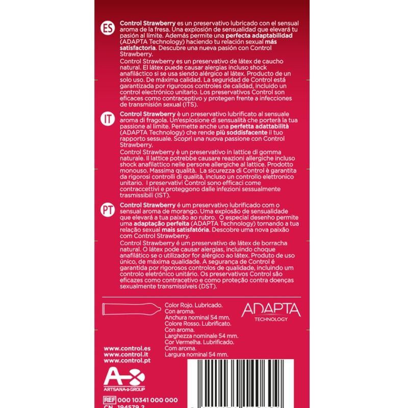 Préservatifs adaptatifs à la fraise, lot de 12 — CONTROL CONDOMS