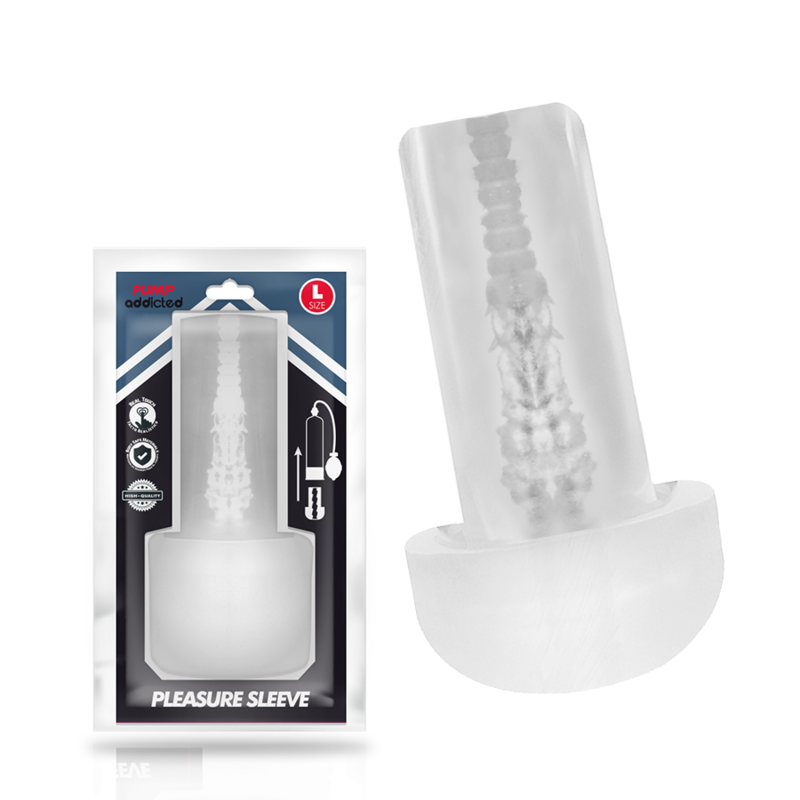 Manchon de plaisir masturbateur transparent taille L — PUMP ADDICTED