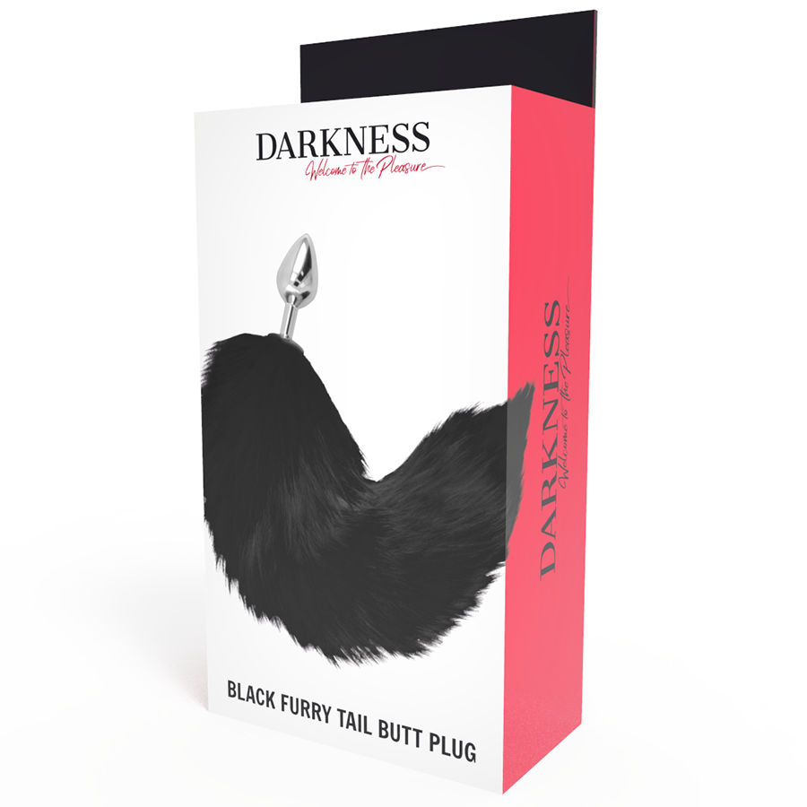 Plug anal argenté avec queue noire 8 cm — DARKNESS ANAL