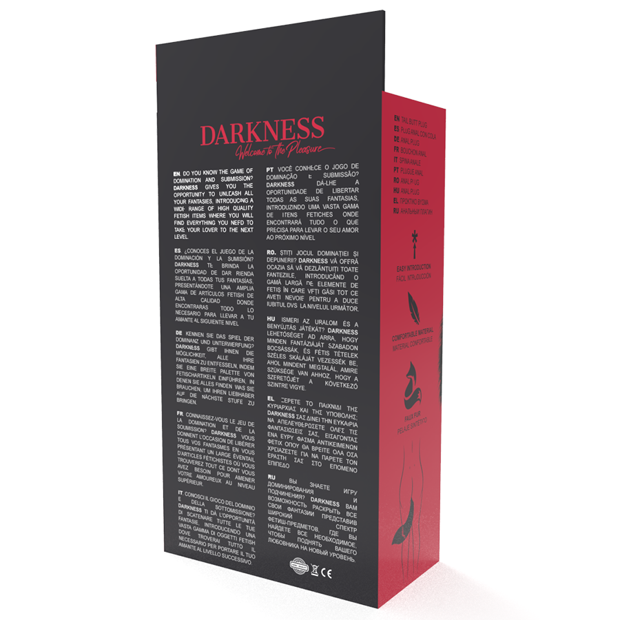 Plug anal argenté avec queue noire 8 cm — DARKNESS ANAL