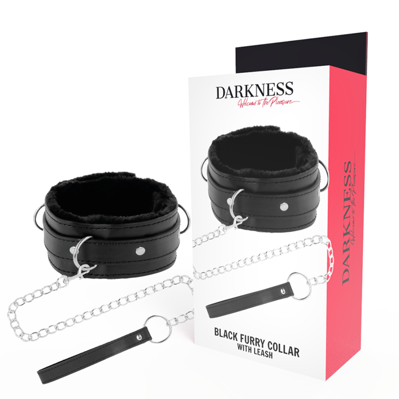 Collier de posture confortable avec chaîne en cuir — DARKNESS BONDAGE