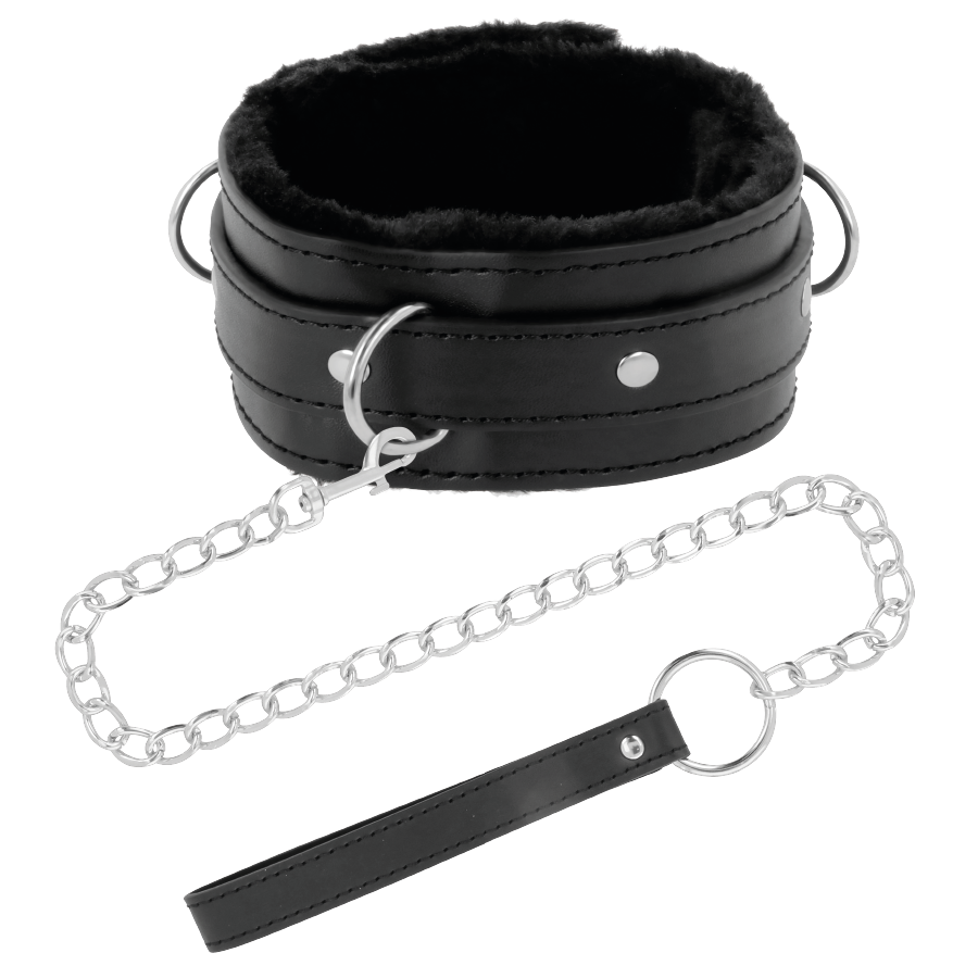Collier de posture confortable avec chaîne en cuir — DARKNESS BONDAGE