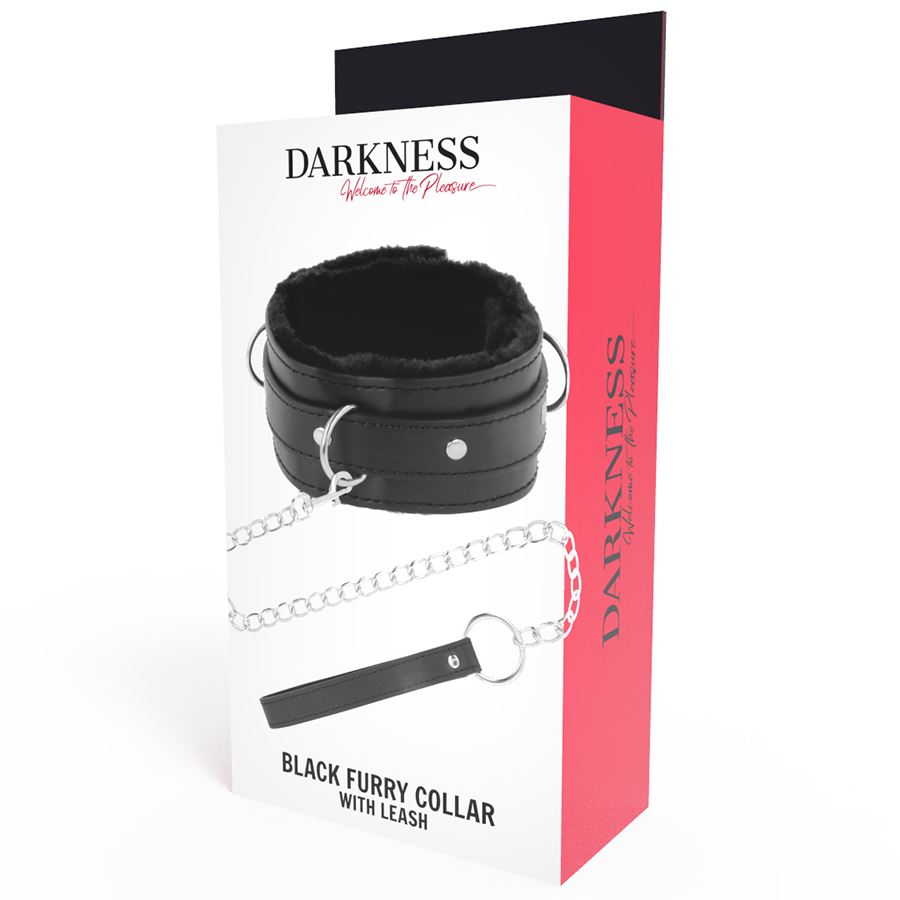 Collier de posture confortable avec chaîne en cuir — DARKNESS BONDAGE