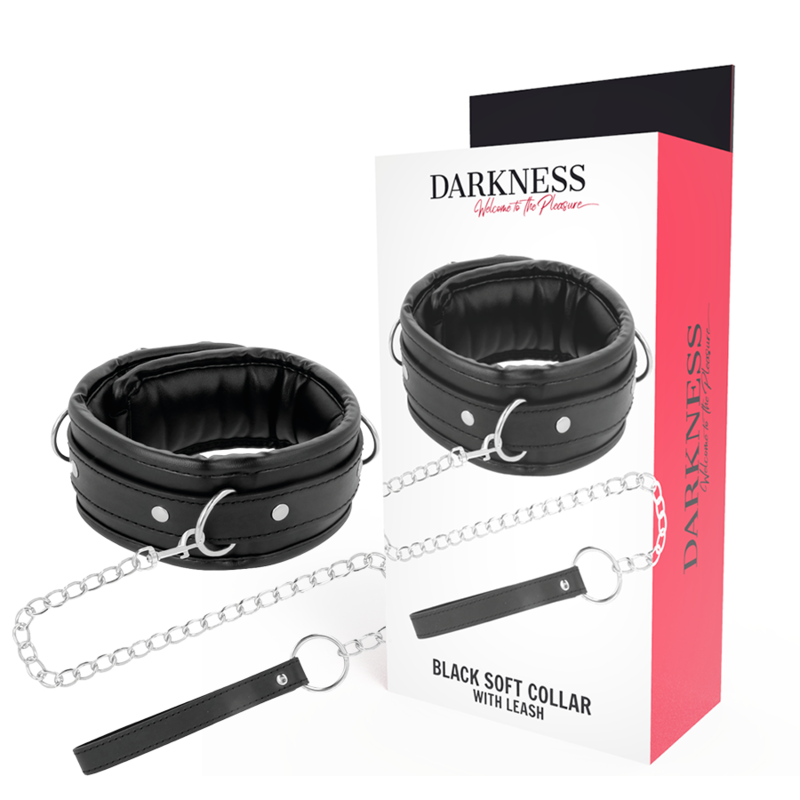 Collier de posture en cuir souple avec laisse chaînée — DARKNESS BONDAGE