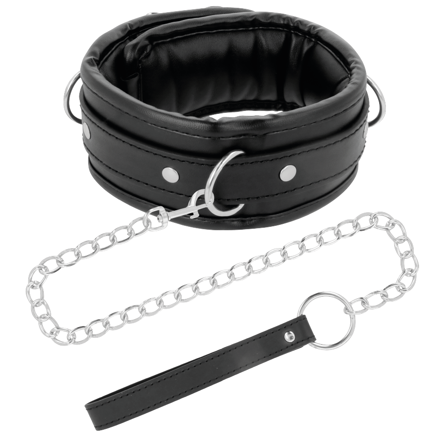 Collier de posture en cuir souple avec laisse chaînée — DARKNESS BONDAGE