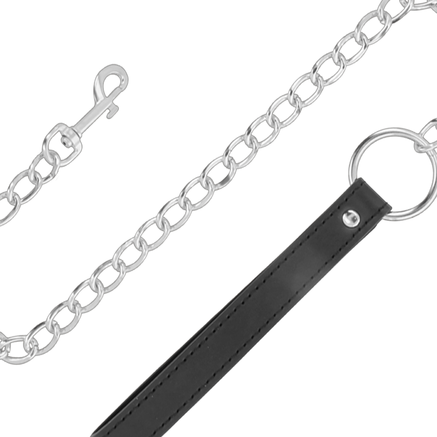 Collier de posture en cuir souple avec laisse chaînée — DARKNESS BONDAGE