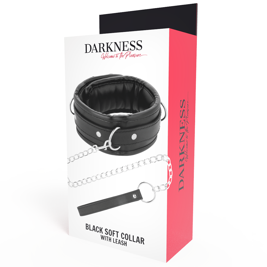 Collier de posture en cuir souple avec laisse chaînée — DARKNESS BONDAGE