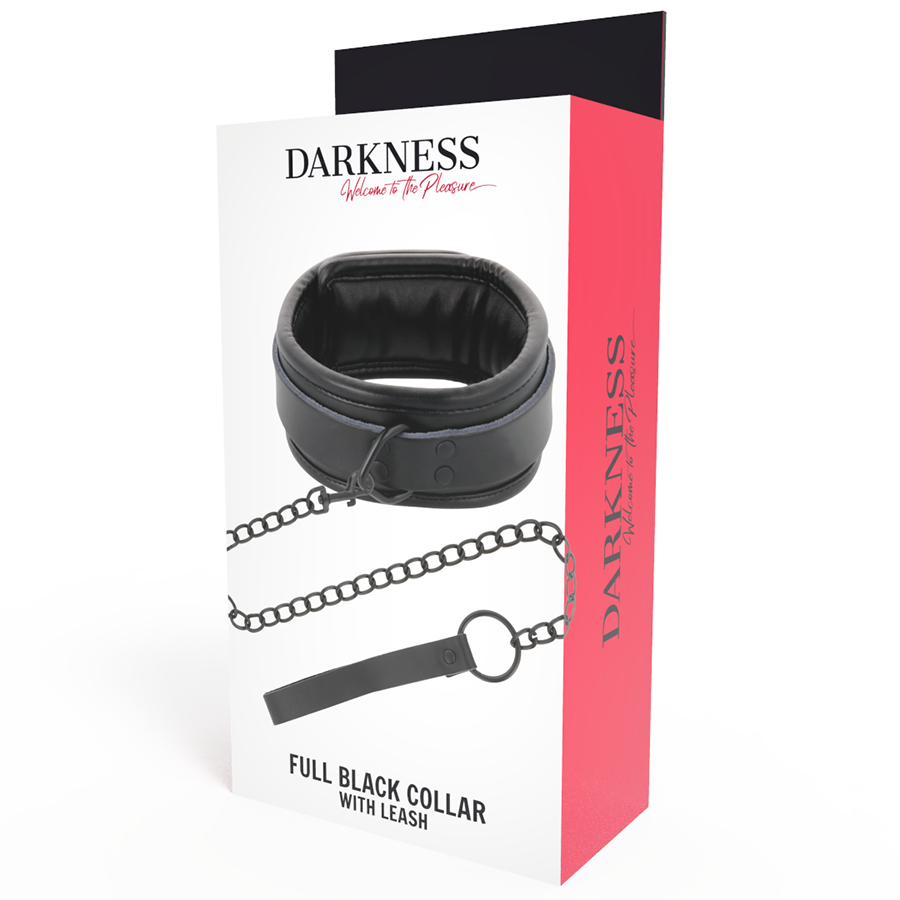 Collier de posture noir avec laisse à chaîne — DARKNESS BONDAGE