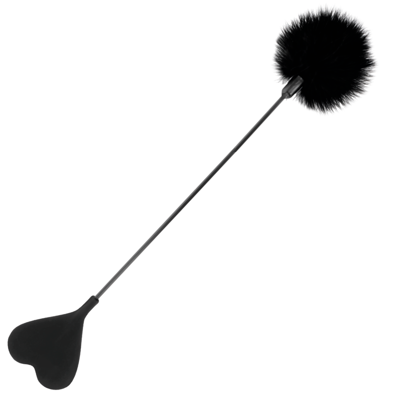 Fouet à plumes double usage noir 40 cm — DARKNESS SENSATIONS