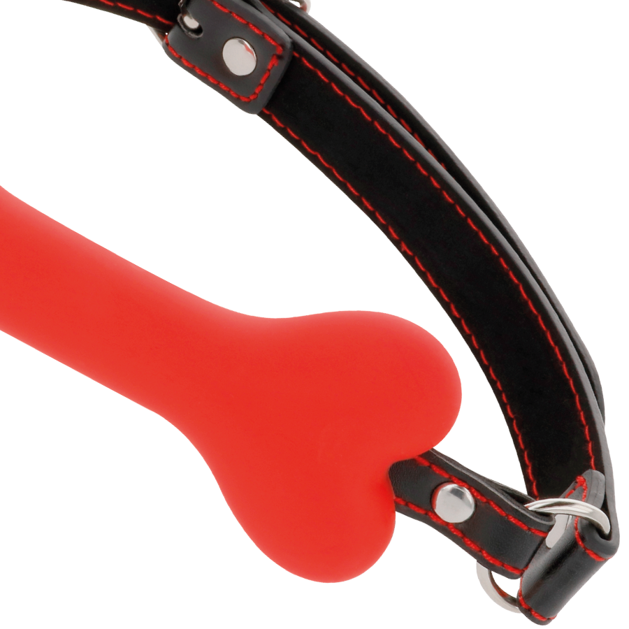 Bâillon en silicone à os rouge — DARKNESS BONDAGE