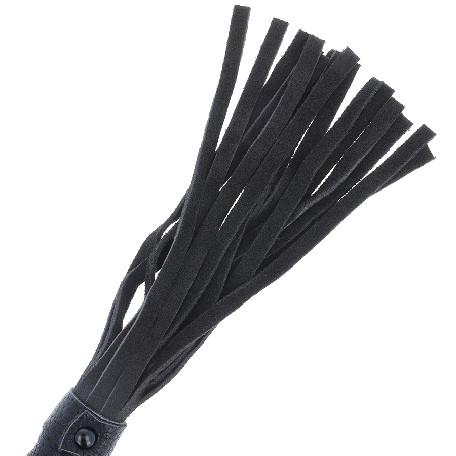 Fouet de bondage noir manche cuir — DARKNESS SENSATIONS