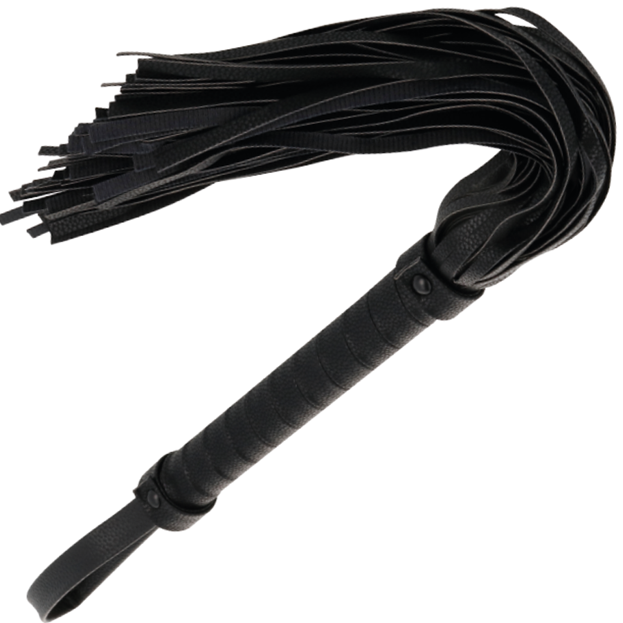Fouet de bondage en cuir noir 42 cm — DARKNESS SENSATIONS