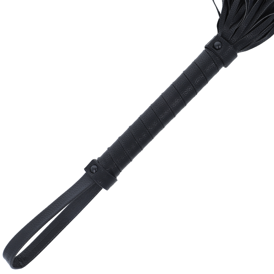 Fouet de bondage en cuir noir 42 cm — DARKNESS SENSATIONS