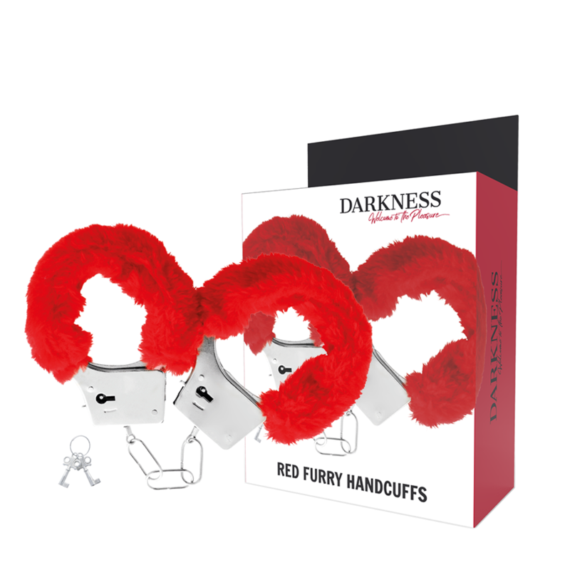 Menottes en métal doublées rouges — DARKNESS BONDAGE