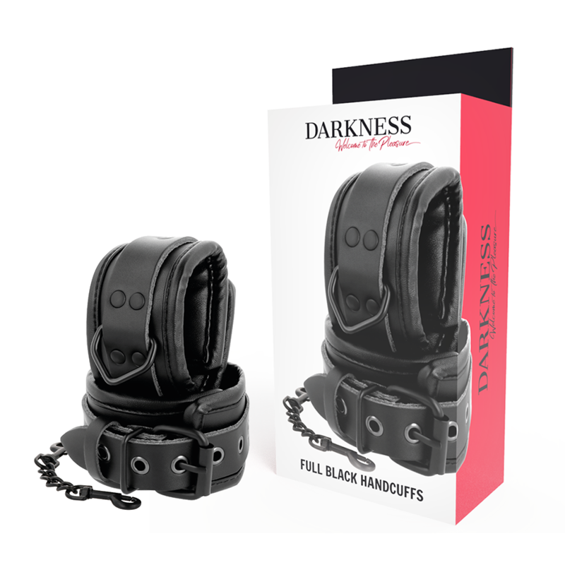 Menottes réglables en cuir noir — DARKNESS BONDAGE