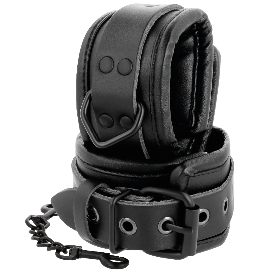 Menottes réglables en cuir noir — DARKNESS BONDAGE