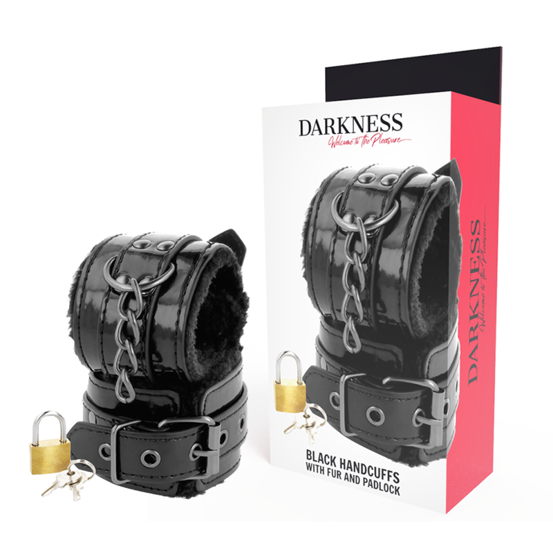 Menottes ajustables en cuir noir avec cadenas — DARKNESS BONDAGE
