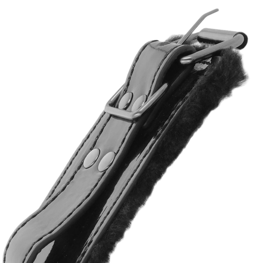 Menottes ajustables en cuir noir avec cadenas — DARKNESS BONDAGE