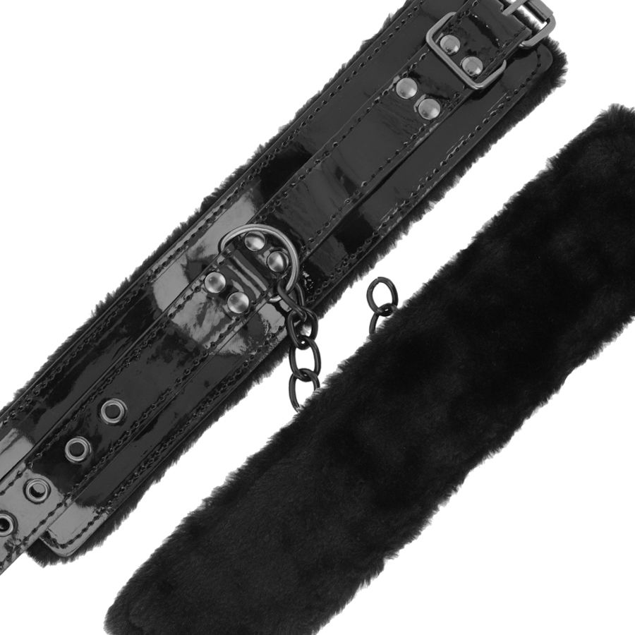 Menottes ajustables en cuir noir avec cadenas — DARKNESS BONDAGE