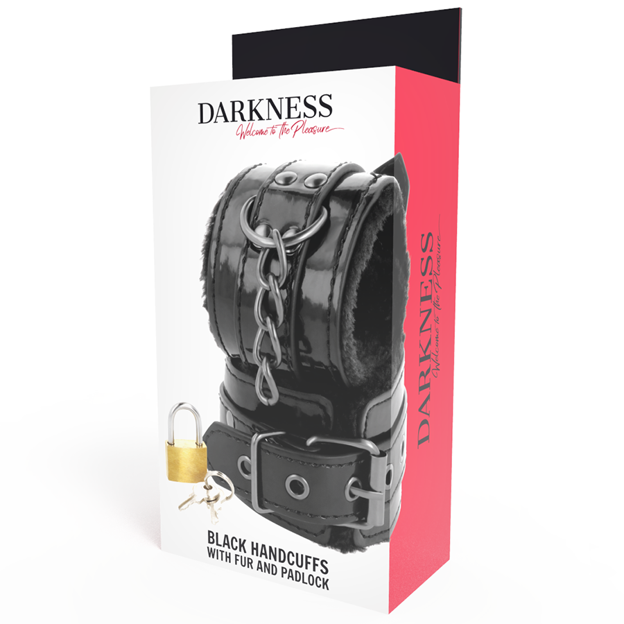 Menottes ajustables en cuir noir avec cadenas — DARKNESS BONDAGE