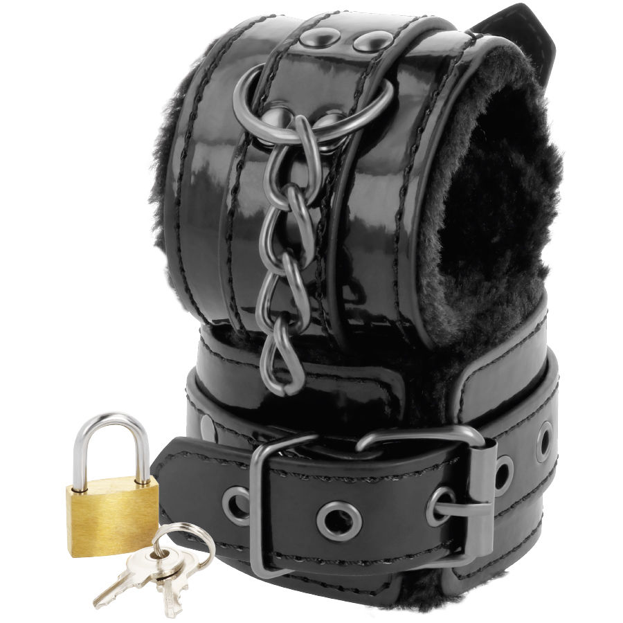 Menottes de cheville réglables en cuir noir avec cadenas — Darkness Bondage