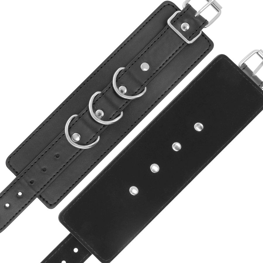 Menottes noires ajustables en cuir PVC — DARKNESS BONDAGE