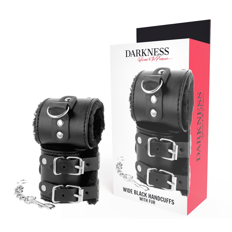 Menottes ajustables en cuir noir doublé — DARKNESS BONDAGE