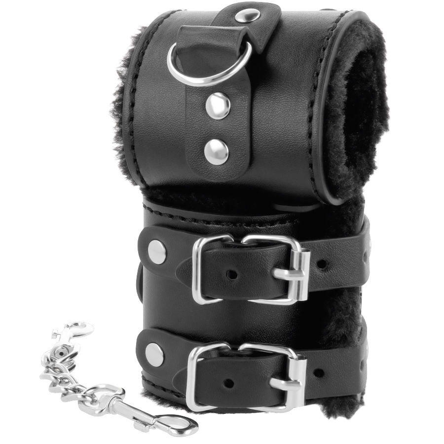 Menottes ajustables en cuir noir doublé — DARKNESS BONDAGE