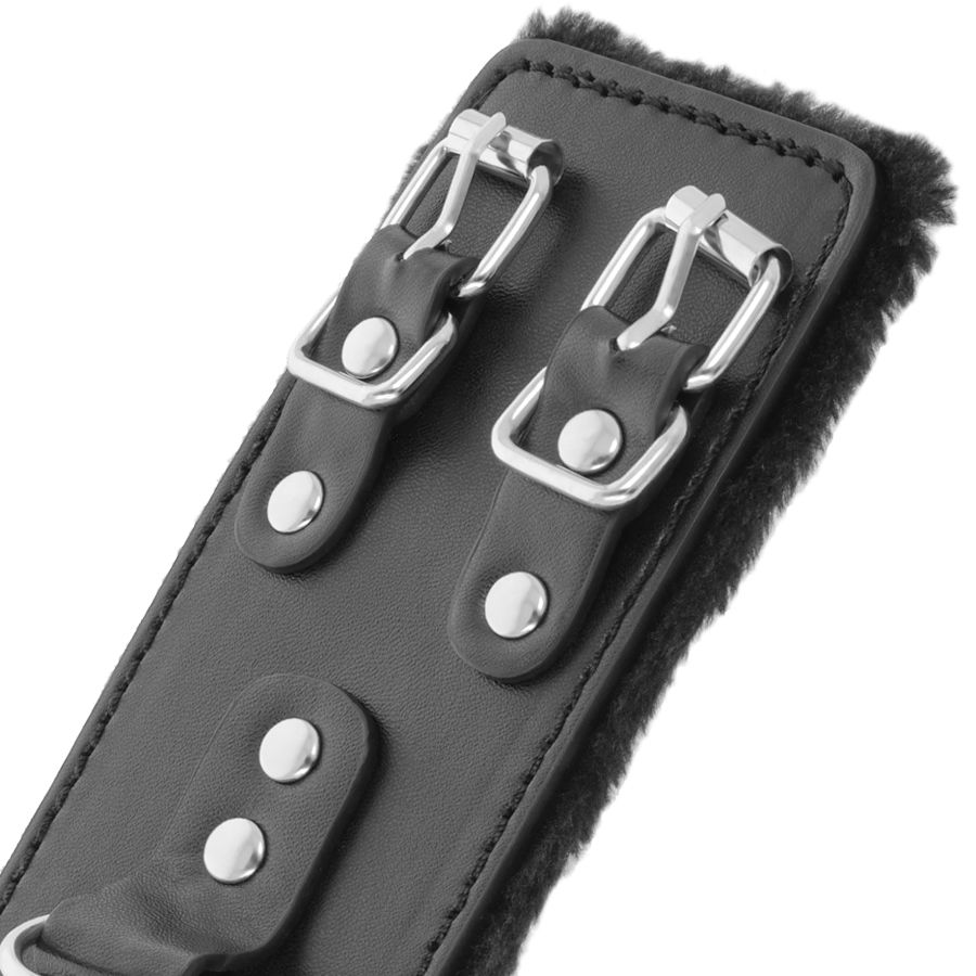 Menottes ajustables en cuir noir doublé — DARKNESS BONDAGE