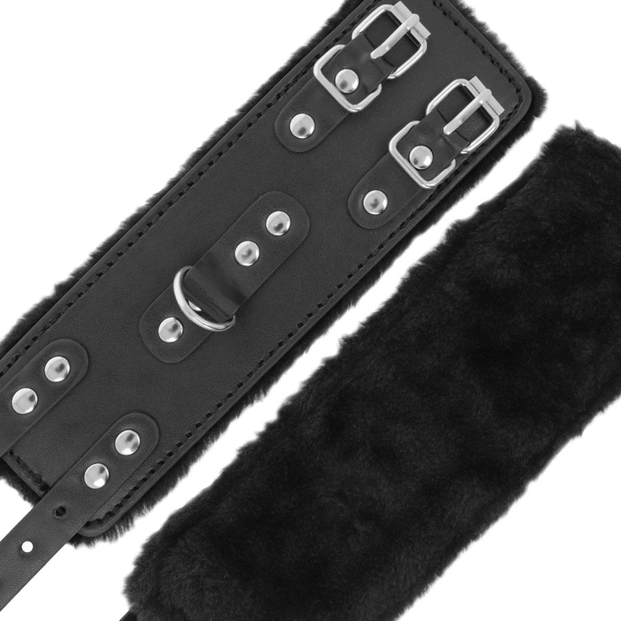 Menottes ajustables en cuir noir doublé — DARKNESS BONDAGE