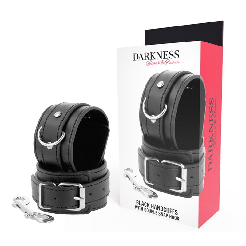 Menottes réglables noires à double renfort — DARKNESS BONDAGE