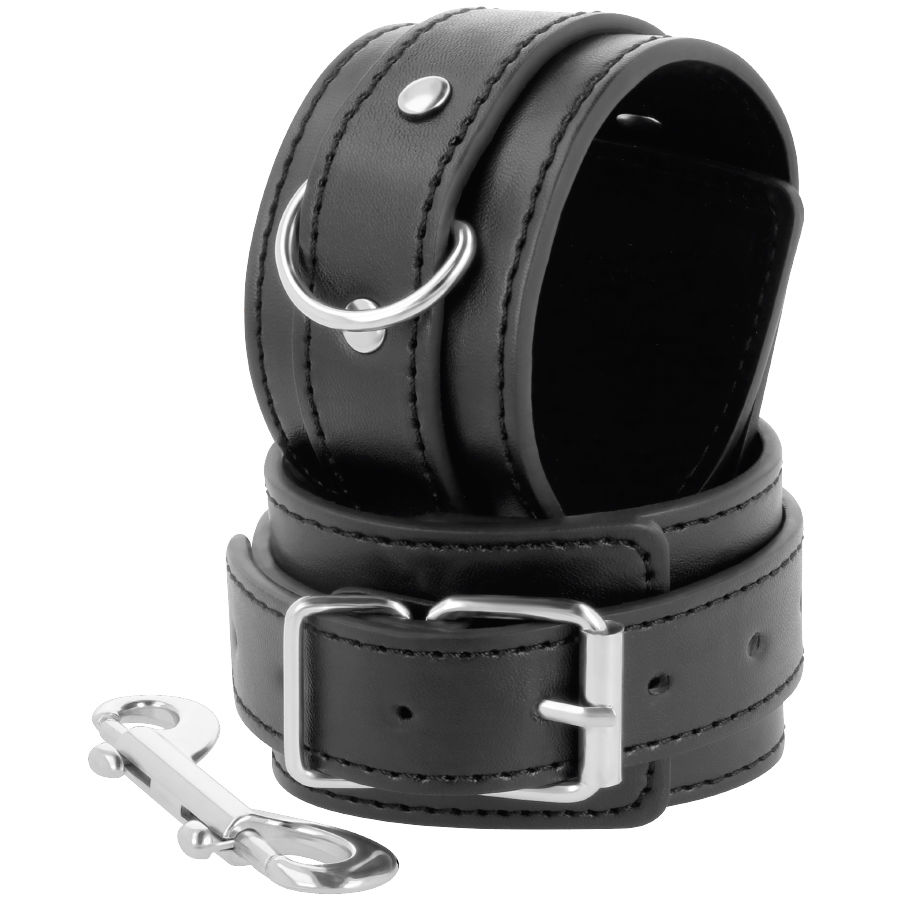 Menottes réglables noires à double renfort — DARKNESS BONDAGE