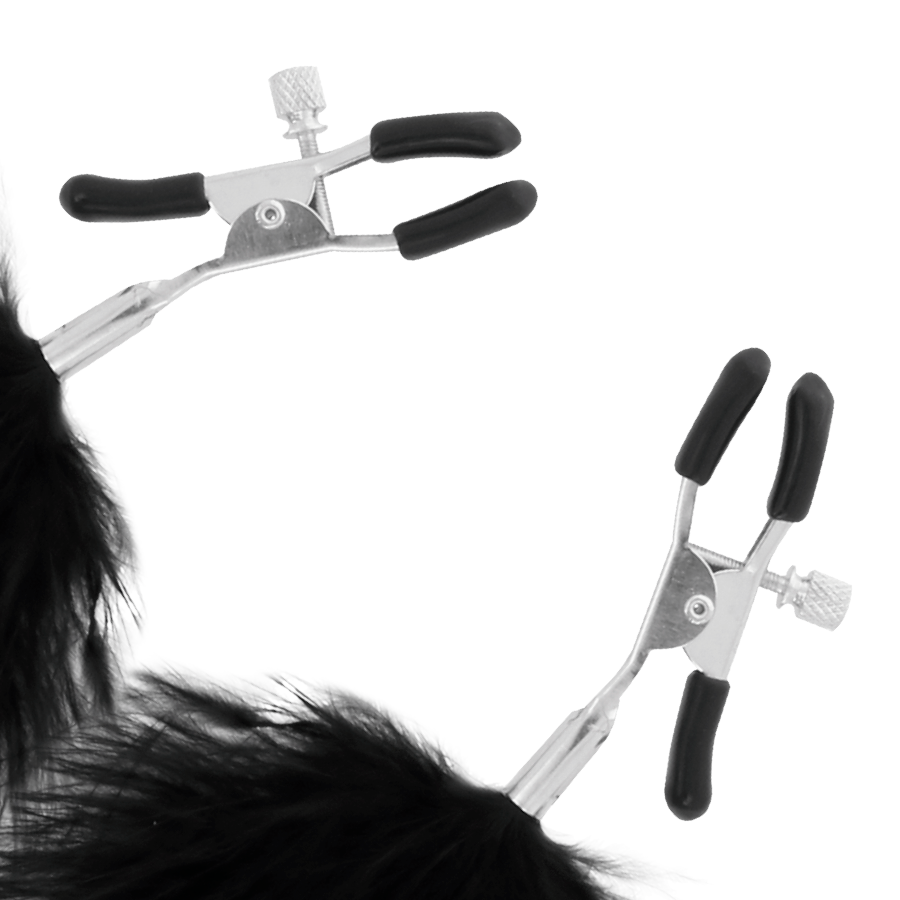 Pinces à tétons ajustables avec pompons — DARKNESS SENSATIONS