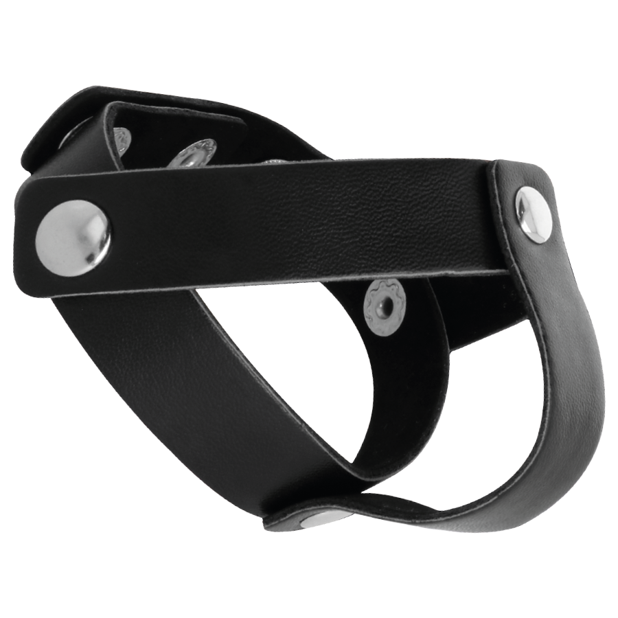 Anneau cuir ajustable pour pénis et testicules — DARKNESS SENSATIONS