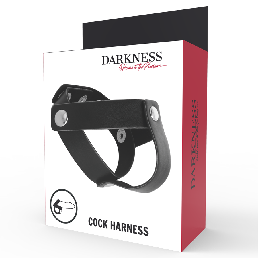 Anneau cuir ajustable pour pénis et testicules — DARKNESS SENSATIONS