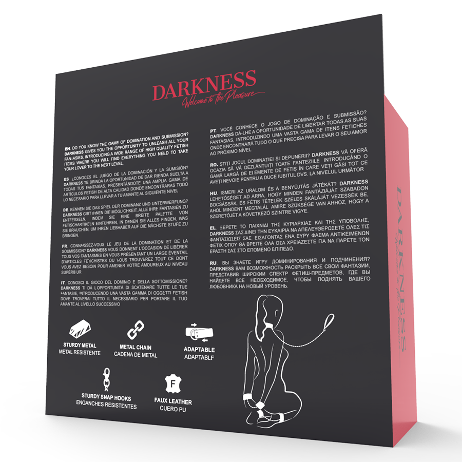 Kit menottes et collier en cuir noir — DARKNESS