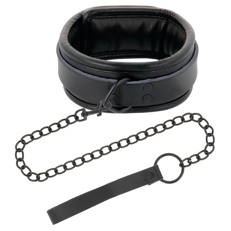 Kit menottes et collier en cuir noir — DARKNESS