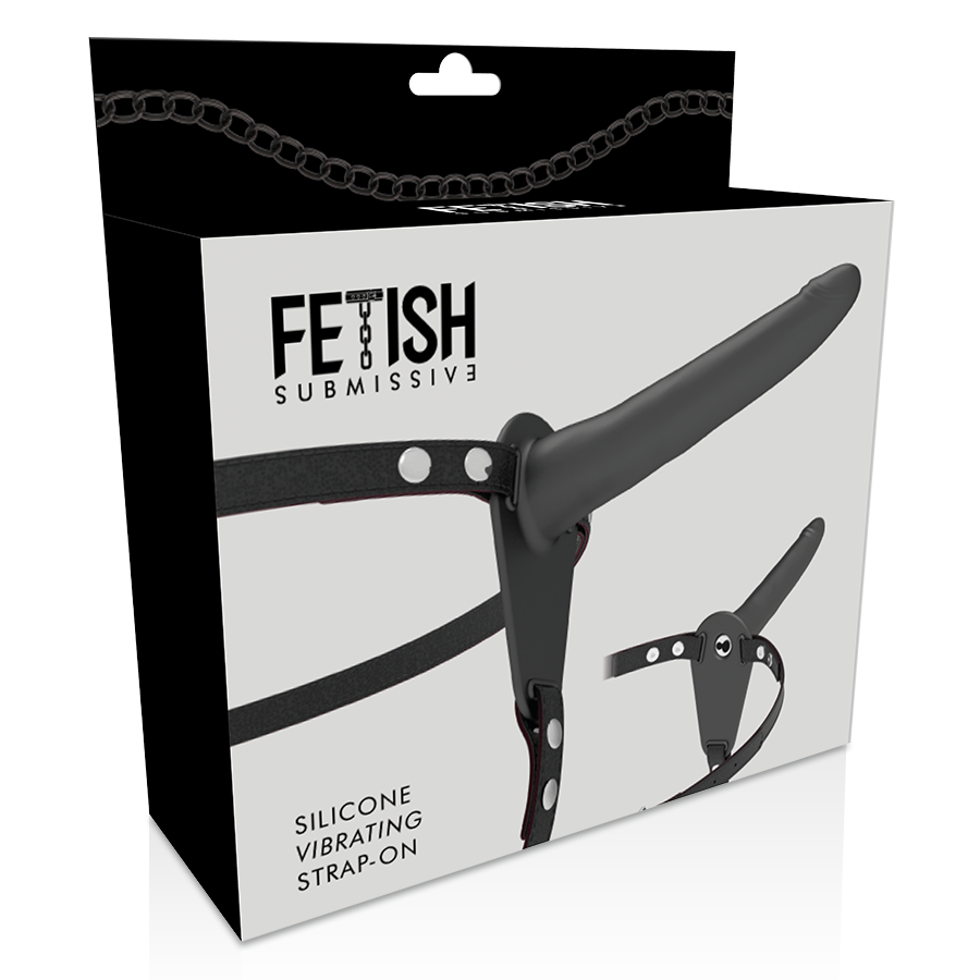 Harnais vibrant en silicone noir 15 cm — FETISH SUBMISSIVE HARNESS