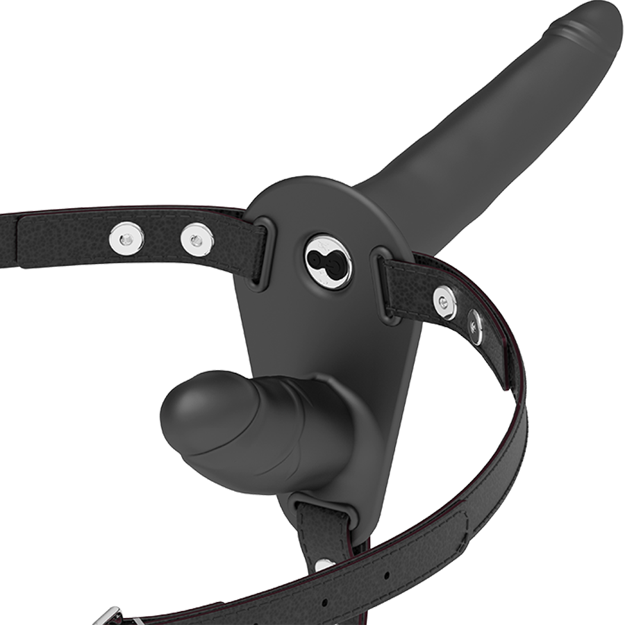 Harnais double pénétration vibrant noir — FETISH SUBMISSIVE HARNESS