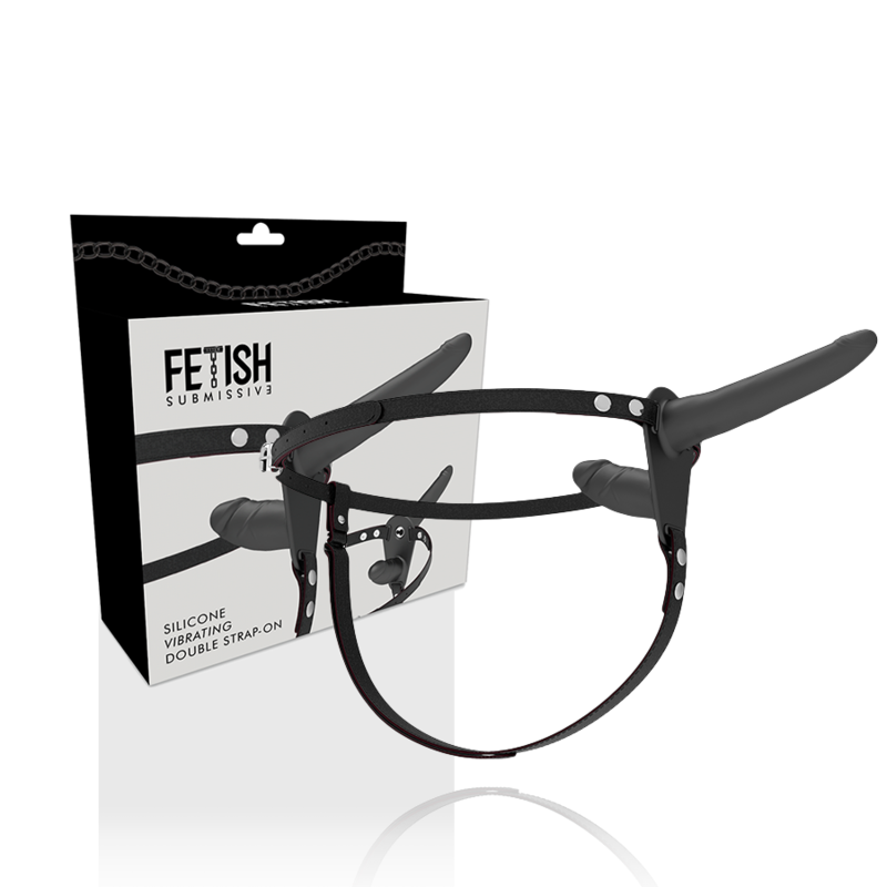 Harnais double pénétration vibrant noir — FETISH SUBMISSIVE HARNESS