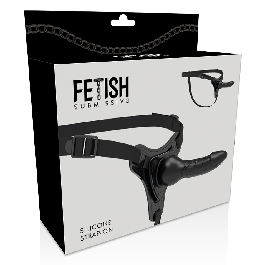 Harnais submissif avec dildo réaliste silicone noir — FETISH SUBMISSIVE HARNESS