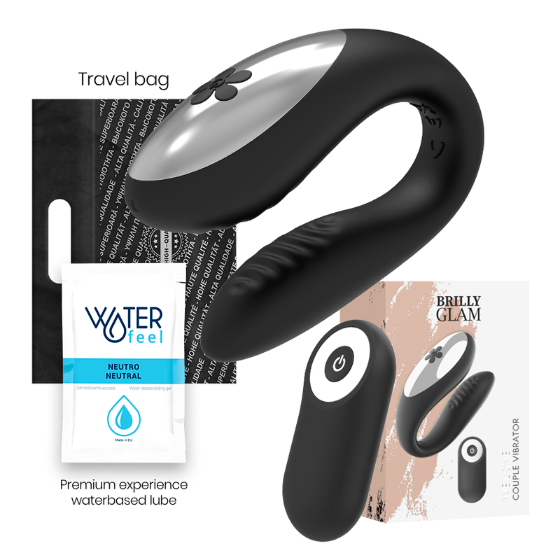 Vibromasseur couple avec télécommande Noir — BRILLY GLAM
