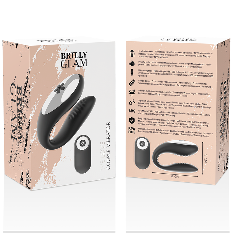 Vibromasseur couple avec télécommande Noir — BRILLY GLAM