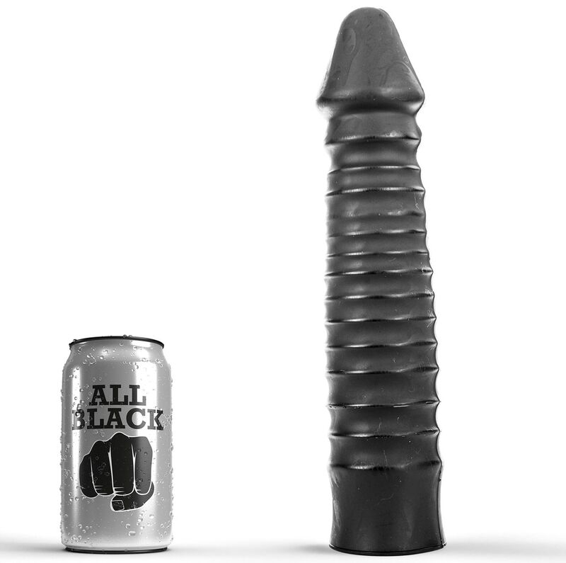 Dildo nervuré généreux 26 cm — ALL BLACK