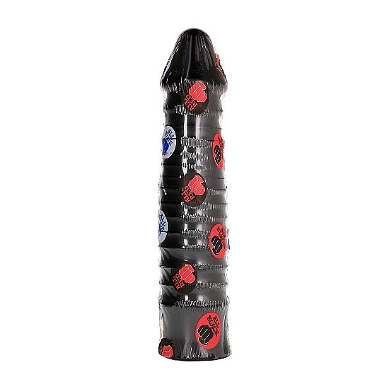 Dildo nervuré généreux 26 cm — ALL BLACK