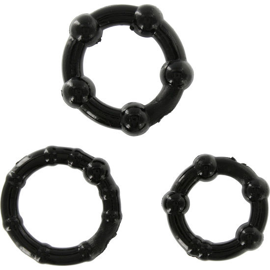 Ensemble de trois anneaux péniens en silicone noir — SEVEN CREATIONS