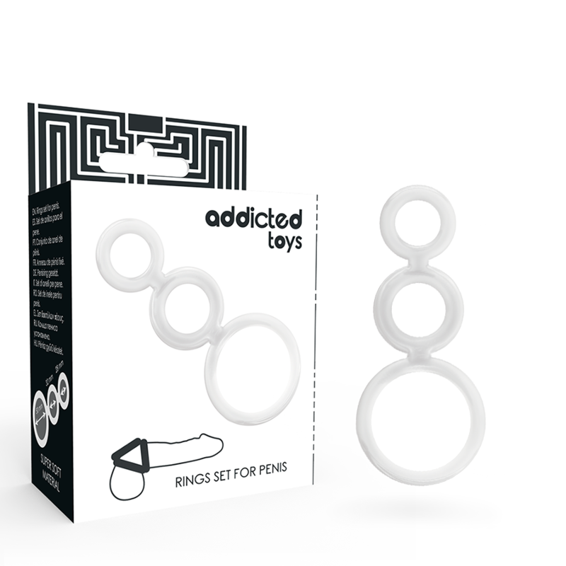 Lot de 3 anneaux pénien transparents — ADDICTED TOYS