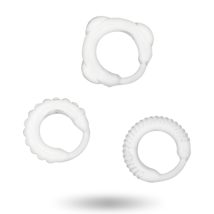 Lot de 3 anneaux péniens en gel transparent — ADDICTED TOYS
